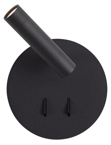 Moderní černá nástěnná lampa vč. LED s USB-C - Croft
