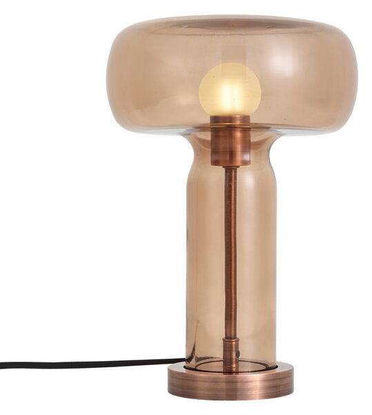 Elegantní hotelová stolní lampa tmavě bronzová s hnědým sklem - Amara