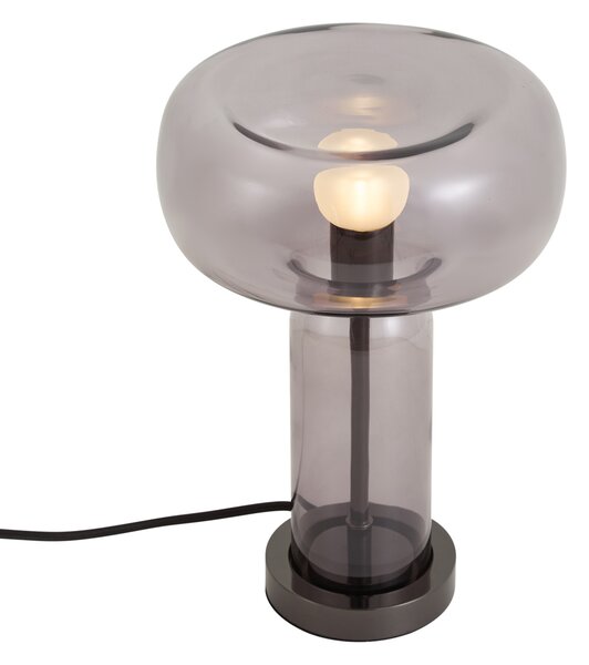 Stolní lampa Hotel Chic kovově šedá s kouřovým sklem - Amara