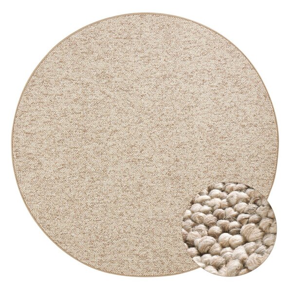 Světle hnědý kulatý koberec ø 200 cm Wolly – BT Carpet