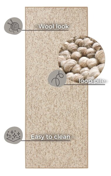 Světle hnědý běhoun 80x200 cm Wolly – BT Carpet