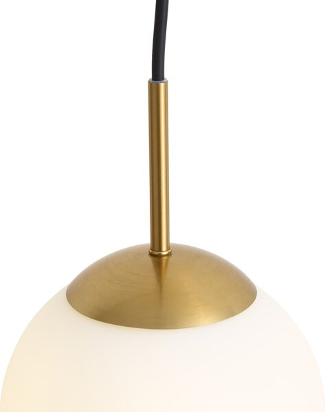 Závěsné svítidlo Art Deco zlaté s opálovým sklem IP44 - Flore