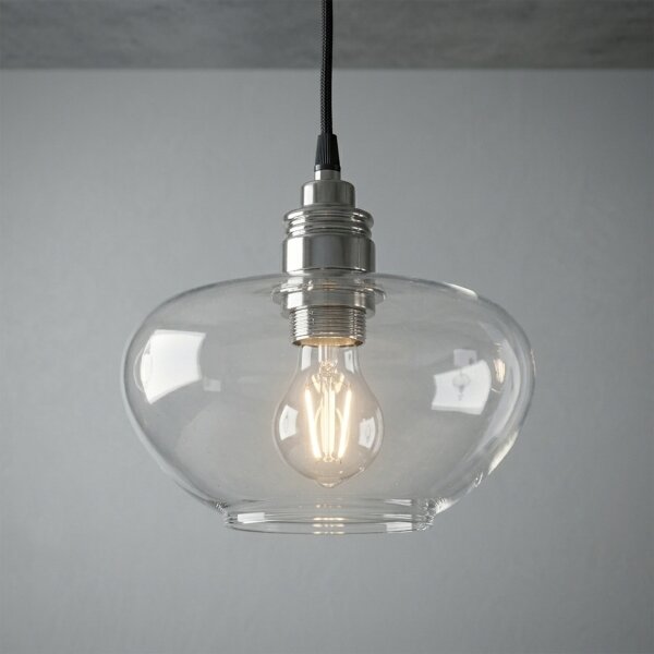 Lustr na lanku FLO 1xE27/15W/230V lesklý chrom/čirá