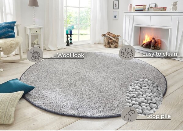 Šedý kulatý koberec ø 200 cm Wolly – BT Carpet