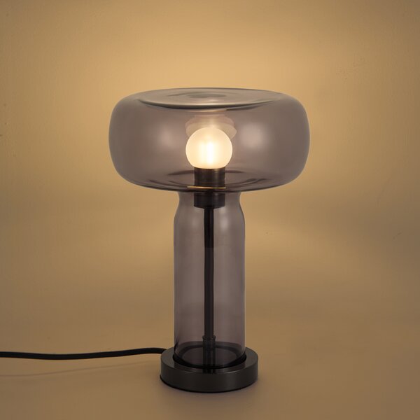 Stolní lampa Hotel Chic kovově šedá s kouřovým sklem - Amara