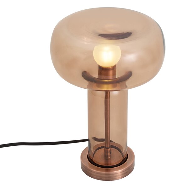 Elegantní hotelová stolní lampa tmavě bronzová s hnědým sklem - Amara
