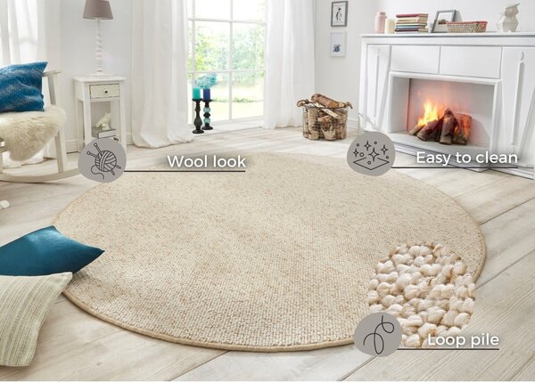Krémový kulatý koberec ø 133 cm Wolly – BT Carpet