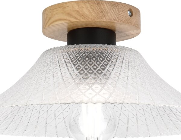 Stropní svítidlo JULL WOOD 1xE27/15W/230V dub/čirá pr. 34 cm