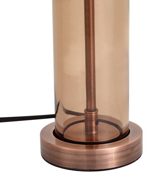 Elegantní hotelová stolní lampa tmavě bronzová s hnědým sklem - Amara