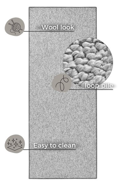 Šedý běhoun 80x300 cm Wolly – BT Carpet