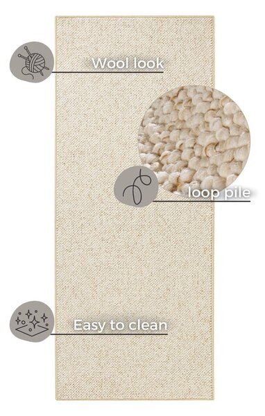 Krémový běhoun 80x300 cm Wolly – BT Carpet