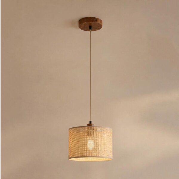 Lustr na lanku AIDA 1xE27/15W/230V pr. 25 cm dub/rafie