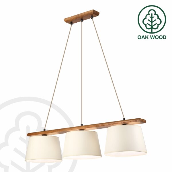Lustr na lanku AIDA 3xE27/15W/230V pr. 25 cm dub/krémová