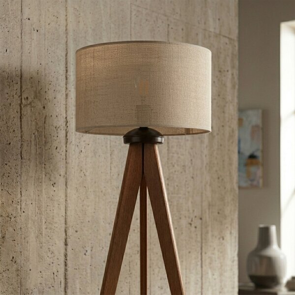 Stojací lampa AIDA 1xE27/15W/230V dub/rafie