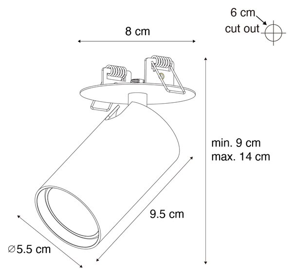 Sada 6 moderních zapuštěných bodových svítidel tmavě bronzová GU10 50mm - Chels