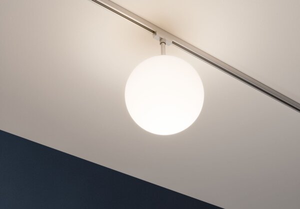 Paulmann 97602 Ceiling Globe Small, kulaté svítidlo z bílého skla pro Urail system, 1x10W E14, matný chrom, prům. 20cm