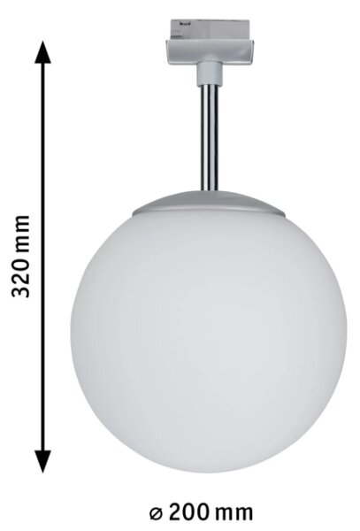 Paulmann 97602 Ceiling Globe Small, kulaté svítidlo z bílého skla pro Urail system, 1x10W E14, matný chrom, prům. 20cm