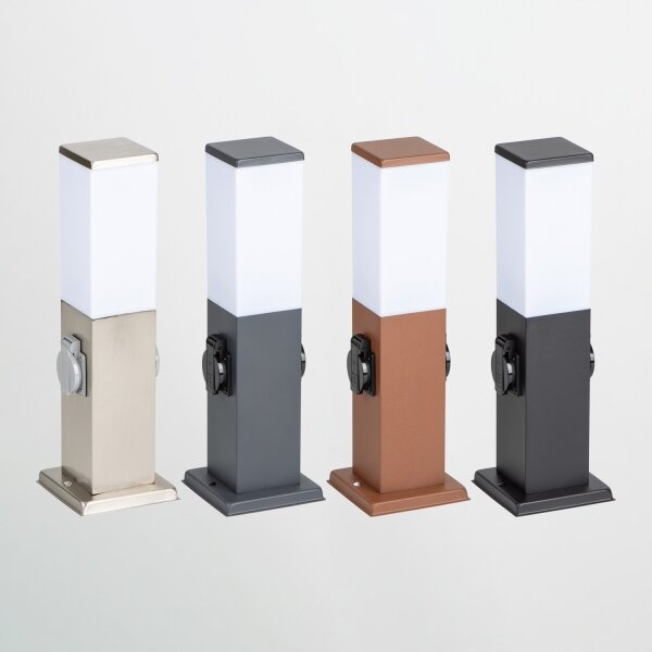 Brilagi - Venkovní lampa se 2 zásuv. SCHUKO NOVA 1xE27/15W/230V 40 cm IP44 chrom