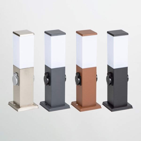 Brilagi - Venkovní lampa se 2 zásuv. SCHUKO NOVA 1xE27/15W/230V 40 cm IP44 hnědá