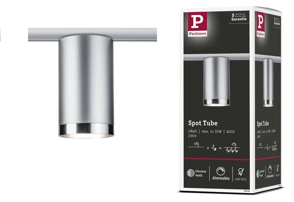 Paulmann 96962 Tube, spot pro Urail system, 1x10W LED GU10, matný chrom, délka 11,2cm