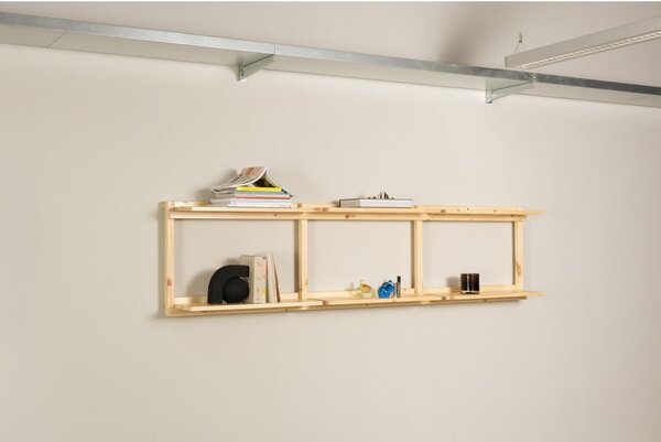 Nástěnná knihovna z borovicového dřeva v přírodní barvě 192x47,5 cm Groove – Karup Design
