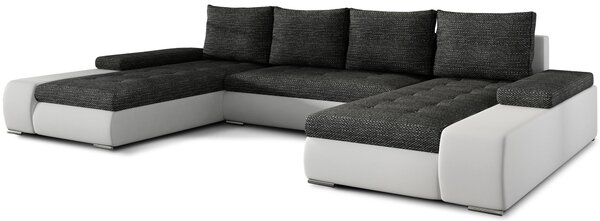 Sedací souprava do U s úložným prostorem ELARAE - tmavě šedá / bílá