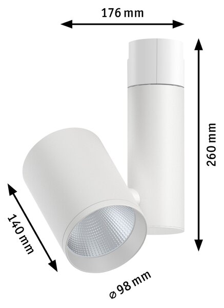 Paulmann 95546 Zeuz, reflektor pro Urail, 33W LED 4000K 39° stmívatelný, výška 24,1cm, bílá