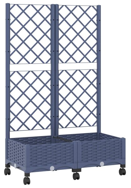 Zahradní truhlík s treláží a koly Modro šedá 80 x 40 x 131,5 cm