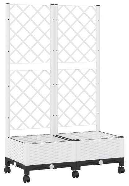 Zahradní truhlík s treláží a koly Bílá 80 x 40 x 131,5 cm PP