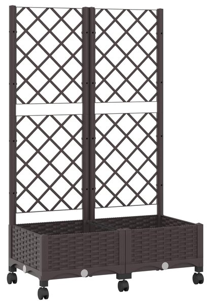 Zahradní truhlík s treláží a koly Hnědá 80 x 40 x 131,5 cm PP