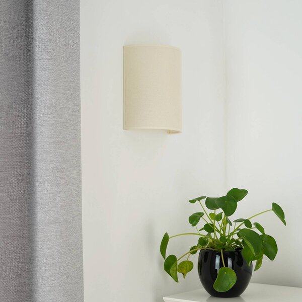 Duolla Nástěnné svítidlo Celine, béžová barva, tkanina, E27, Krémová / jantar, Obývací pokoj / jídelna, Textil / tkanina / hedvábí