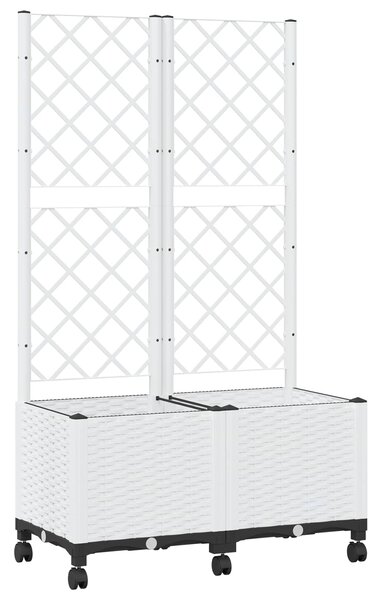 Zahradní truhlík s treláží a koly Bílá 80 x 40 x 146 cm PP