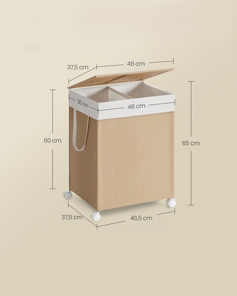 Koš na prádlo na kolečkách Deborah 2x50 l