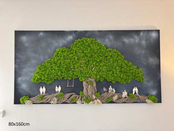 Mechový obraz – Strom rodiny Velikost: 40x50cm