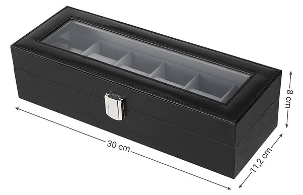 Box na hodinky Watch2, 30x8x11,2 cm, černá/šedá