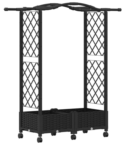 Vyvýšený záhon s treláží a střechou Černá 124 x 40 x 129 cm PP