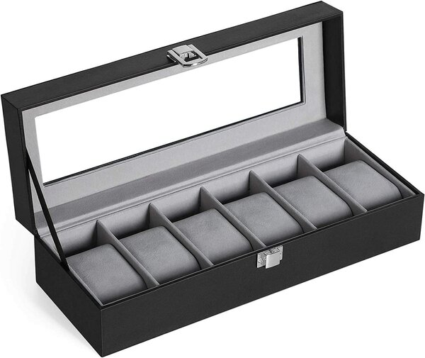 Box na hodinky Watch2, 30x8x11,2 cm, černá/šedá