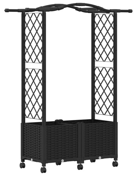 Vyvýšený záhon s treláží a střechou Černá 125 x 40 x 144 cm PP