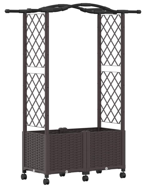 Vyvýšený záhon s treláží a střechou Hnědá 125 x 40 x 144 cm PP