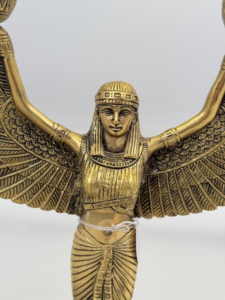 Mosazná soška svícen bohyně Isis – 31 cm, egyptský symbol ochrany