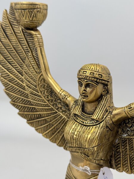 Mosazná soška svícen bohyně Isis – 31 cm, egyptský symbol ochrany
