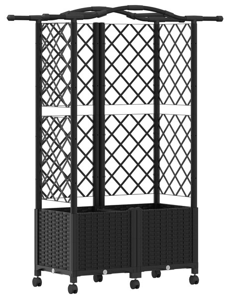 Vyvýšený záhon s treláží a střechou Černá 122 x 40 x 144 cm PP