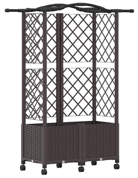 Vyvýšený záhon s treláží a střechou Hnědá 122 x 40 x 144 cm PP