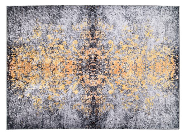 Makro Abra Kusový koberec pratelný VICTORIA 21061 pogumovaný šedý žlutý Rozměr: 140x200 cm