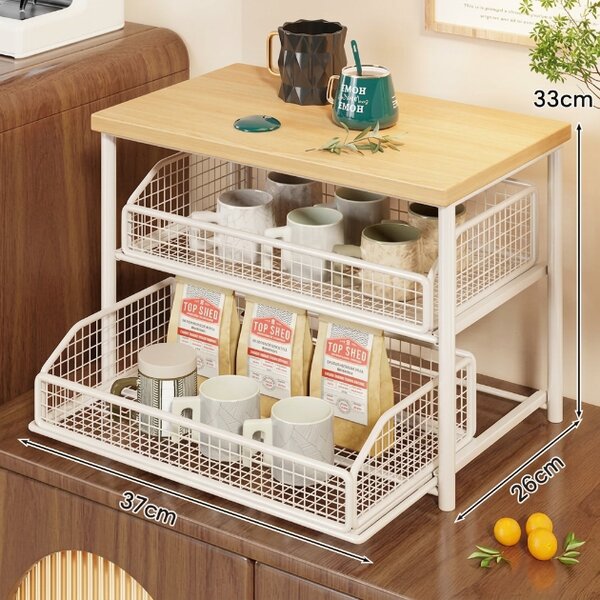 Shelfglide™ Dvouúrovňový Výsuvný Košový Regál, Bílá