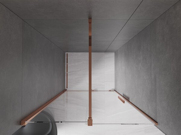 Mexen Velar, posuvné dveře do otvoru 80x200 cm, 8mm čiré sklo, růžové zlato, 871-080-000-01-60