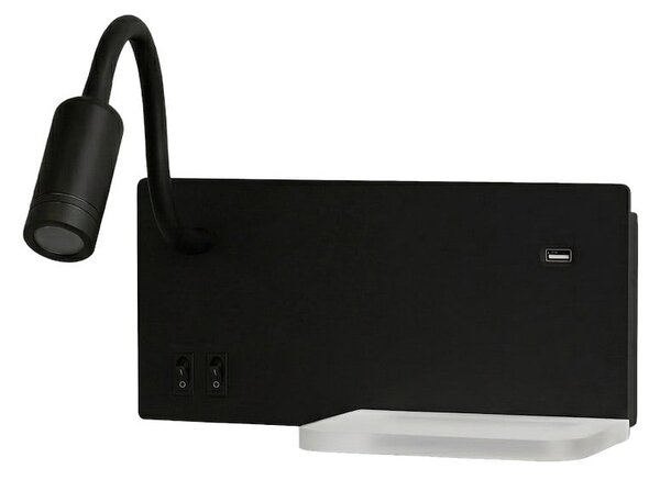 Nástěnné LED svítidlo Shelf, 1x LED 4+5+2w, 4000k, b/w, vypínač