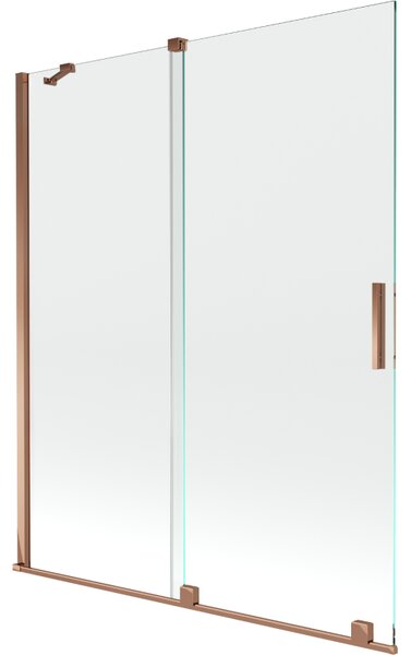 Mexen Velar, 2-křídlová posuvná vanová zástěna 140 x 150 cm, 8mm čiré sklo, růžové zlato, 896-140-000-01-60