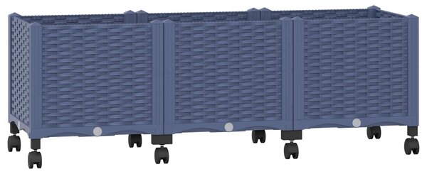 Zahradní truhlík s kolečky Modro šedá 120 x 40 x 48 cm PP