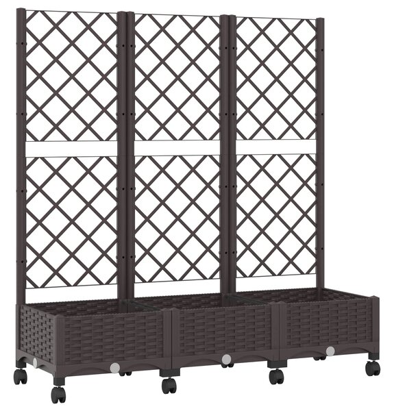 Zahradní truhlík s treláží a koly Hnědá 120 x 40 x 131,5 cm PP